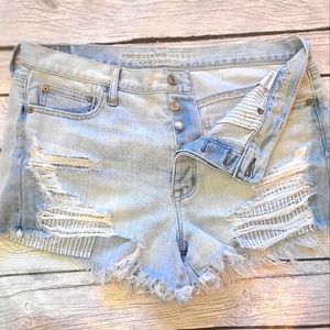 American Eagle Womens Vintage Hi Rise Festival Shorts Distressed Size 12